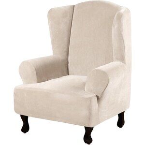 Wing Chair Cover Slipcovers Velvet Plush High Stretch Slip Resistant elastic Ivo